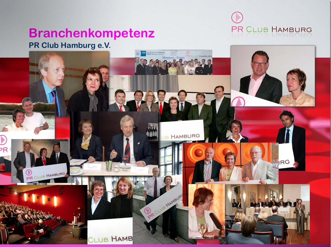 Dagmar Winklhofer-Bülow mit Referenten im PR Club Hamburg, bspw. Gianni Di Lorenzo, Kai Diekmann oder Moritz Hunzinger